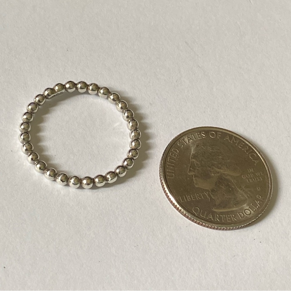 Sterling Silver Solid 925 Bead Ball Thin Ring - image 2